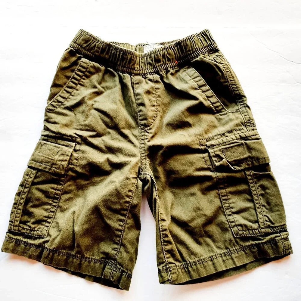Children's Place Boys Shorts Cargo Green Adjustable Waist Size 5